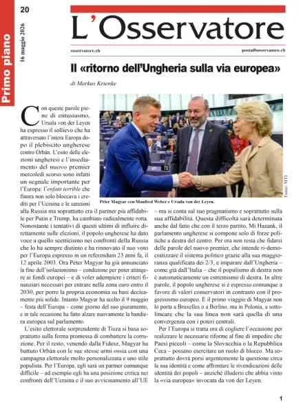 جلد L’Osservatore – 16 Maggio 2026
